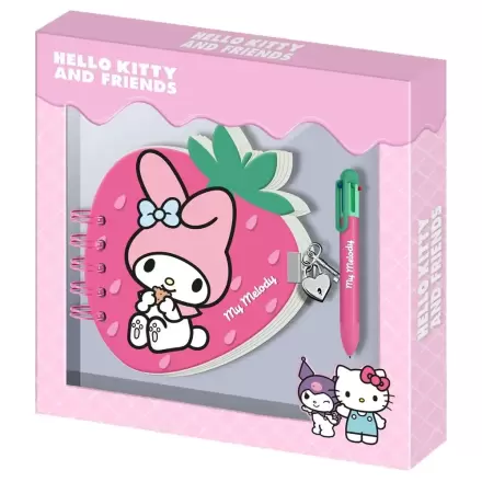 Hello Kitty and Friends My Melody Strawberry keményfedeles füzet és toll csomag termékfotó