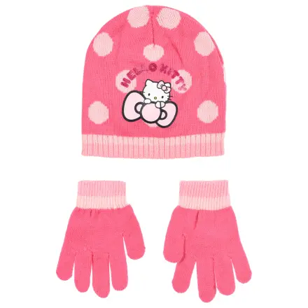 Hello Kitty Cute Dots Pink gyerek sapka és kesztyű szett 54 cm termékfotó