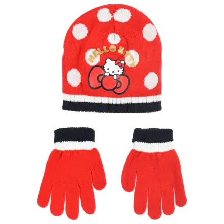 Hello Kitty Cute Dots Red gyerek sapka és kesztyű szett 54 cm termékfotó