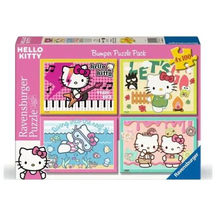 Hello Kitty puzzle 4 db-os csomag Let's Go, Hello Kitty! (4x100 darab) termékfotó