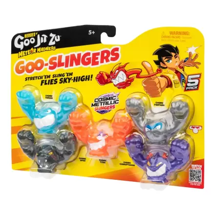 Heroes of Goo Jit Zu Meteor Madness Goo Slingers Cosmic Metallic Slingers 5 db-os nyújtható figura csomag 5 cm termékfotó