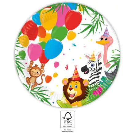 Jungle Balloons, Dzsungel papírtányér 8 db-os 23 cm FSC termékfotó