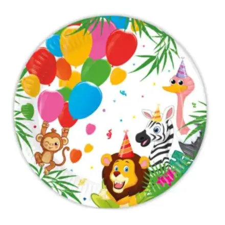 Jungle Balloons, Dzsungel papírtányér 8 db-os 23 cm FSC termékfotó