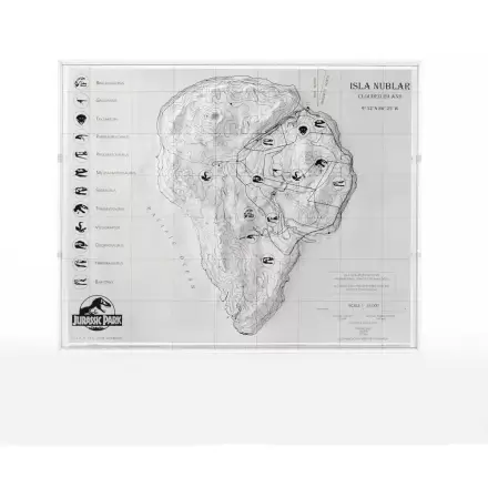 Jurassic Park Topographic Map Isla Nublar fali dísz termékfotó