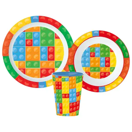 Lego mintázatú Bricks étkészlet, micro műanyag szett termékfotó