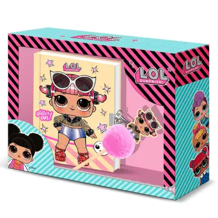 LOL Surprise Glitter keményfedeles füzet kulccsal + pompon toll csomag termékfotó