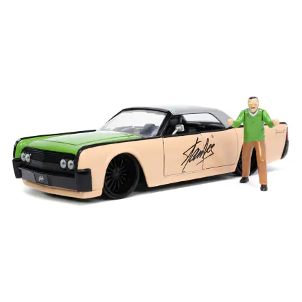 Marvel Hollywood Rides Diecast Model 1/24 1963 Lincoln Continental és Stan Lee figura termékfotó