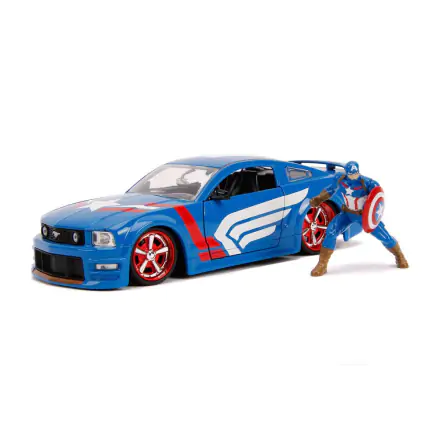 Marvel Hollywood Rides Diecast Model 1/24 2006 Ford Mustang GT és  Captain America figura termékfotó
