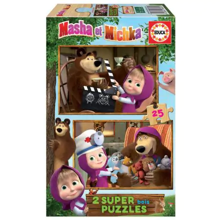 Masha and the Bear fa puzzle 2x25db-os termékfotó