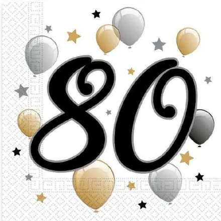 Milestone, Happy Birthday 80 szalvéta 20 db-os 33x33 cm termékfotó