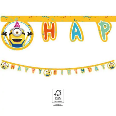 Minions 2 The Rise of Gru, Minyonok Happy Birthday felirat FSC 2 m termékfotó