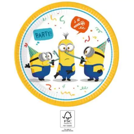 Minions 2 The Rise of Gru, Minyonok papírtányér 8 db-os 23 cm FSC termékfotó