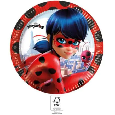 Miraculous Ladybug, Katicabogár és Fekete macska kalandjai papírtányér 8 db-os 23 cm FSC termékfotó