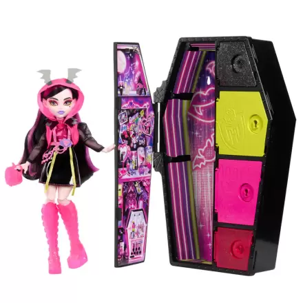 Monster High Skullmate Secrets Neon Frights Draculaura játék baba 25cm termékfotó