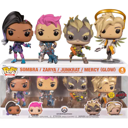 Overwatch Funko POP! Games  Sombra / Zarya / Junkrat / Mercy (Glow) 4 db-os Vinyl figura csomag 9 cm termékfotó
