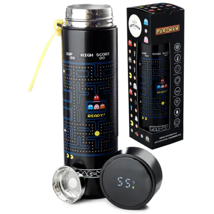 Pac Man rozsdamentes acél palack kulacs termosz hőmérővel 450ml termékfotó