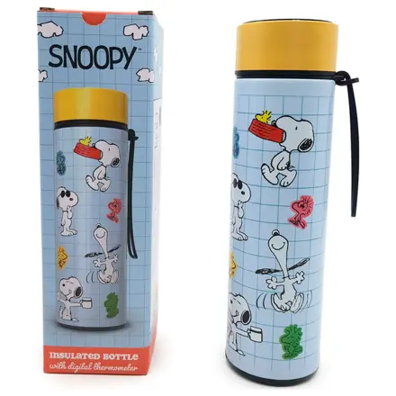 Peanuts Snoopy & Woodstock rozsdamentes acél palack kulacs termosz hőmérővel 450ml termékfotó