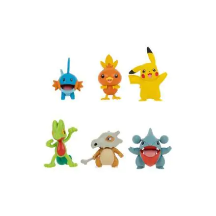 Pokémon Battle figura Treecko, Torchic, Mudkip, Gible, Pikachu, Cubone 6 db-os figura csomag termékfotó