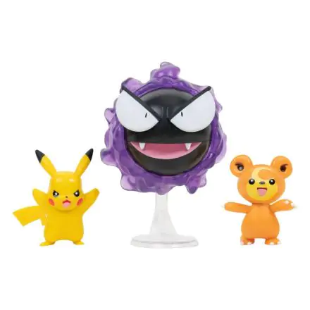 Pokémon Battle Teddiursa, Pikachu #9, Gastly figura csomag 5 cm termékfotó