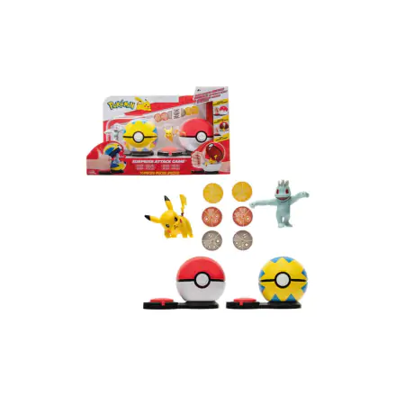 Pokémon Surprise Attack Game Pikachu with Poké Ball vs. Machop with Quick Ball termékfotó