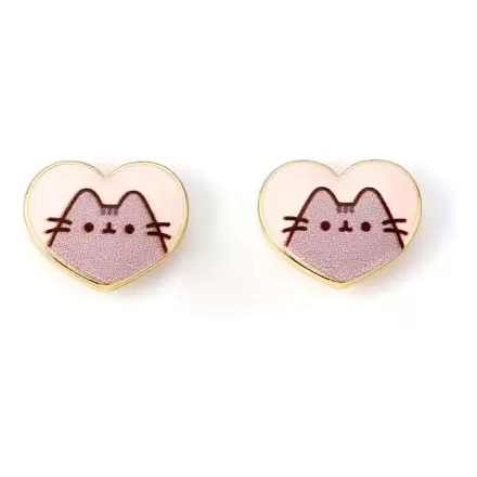Pusheen Stud Pink and Gold Heart fülbevalók termékfotója