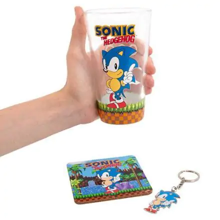 Sonic the Hedgehog Classic kulcstartó, pohár és poháralátét csomag termékfotója