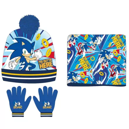Sonic the Hedgehog gyerek körsál, sapka és kesztyű csomag termékfotó