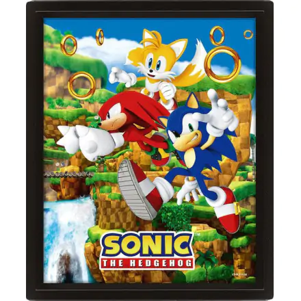 Sonic The HedgehogCatching Rings keretezett poszter 3D effekttel 26 x 20 cm termékfotója