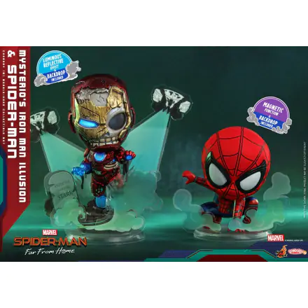Spider-Man: Far From Home Cosbaby (S) Mini figurák Mysterio's Iron Man Illusion & Spider-Man 10 cm termékfotó