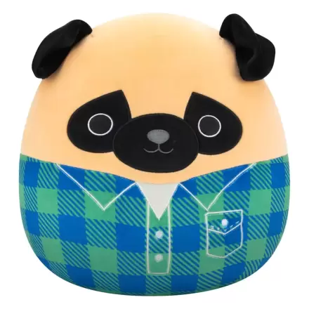 Squishmallows Brown Pug in Green and Blue Flannel Shirt Prince plüss figura 30 cm termékfotó