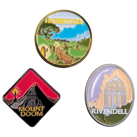 The Lord of the Rings Trilogy Hobbiton, Rivendell & Mount Doom kitűző csomag  termékfotó