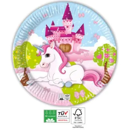 Unicorn Next Generation, Unikornis papírtányér 8 db-os 23 cm FSC termékfotó