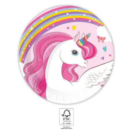 Unicorn Rainbow Colors, Unikornis papírtányér 8 db-os 20 cm FSC termékfotó