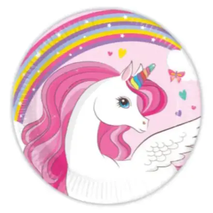 Unicorn Rainbow Colors, Unikornis papírtányér 8 db-os 20 cm FSC termékfotó