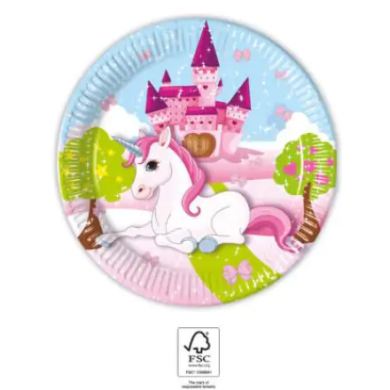 Unicorn, Unikornis papírtányér 8 db-os 20 cm FSC termékfotó
