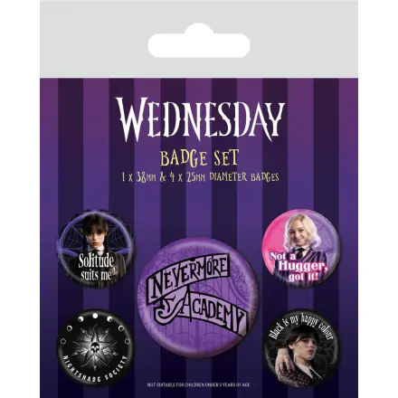 Wednesday Nevermore 5 db-os kitűző csomag termékfotó
